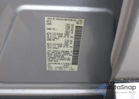 2017 Nissan Murano Sl from USA, damaged, VIN 5N1AZ2MH2HN177892